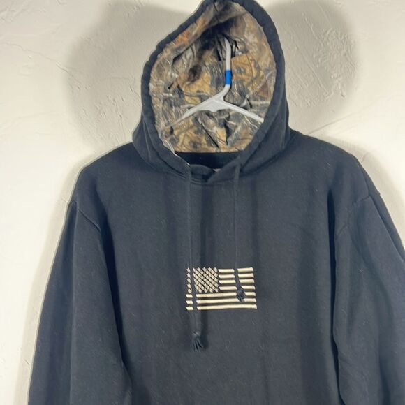 🦌🎯 BUCKWEAR Black Camo Embroidered Hunting HOODIE Sweatshirt Men Sz Medium - E - Picture 3 of 14